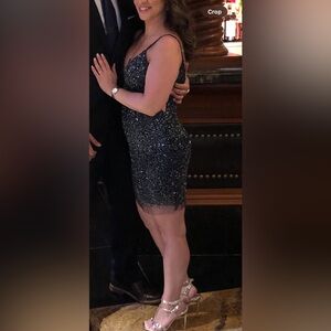 Jovani Glittering Navy Blue Mini Dress